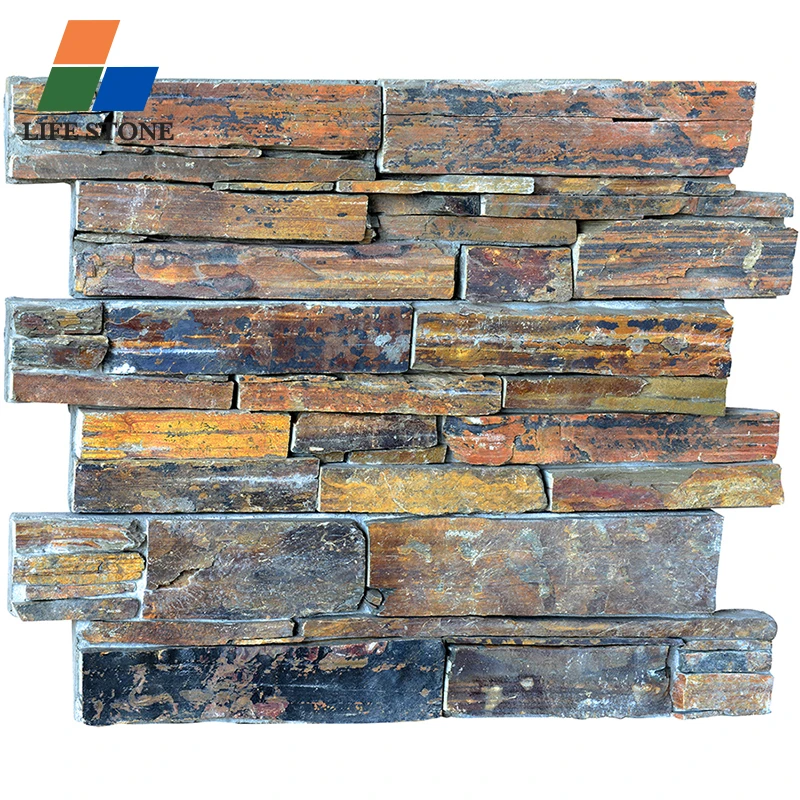 High quality stone external wall cladding  fence garden stone Natural Stone Garden Palisades