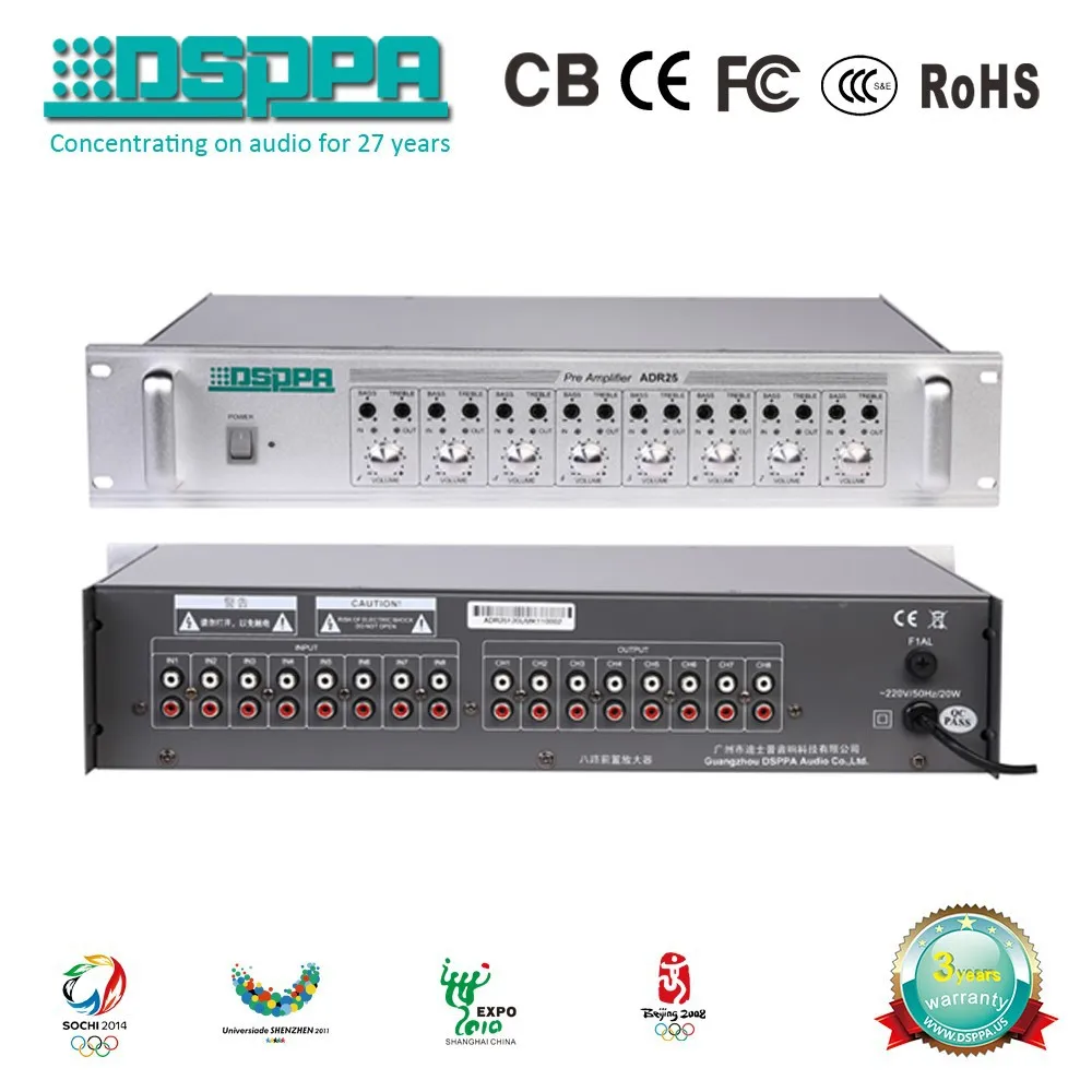 DSPPA ADR25 8 Channel Pre Amplifier Supplier PA Amplifier for Sale 8 Input Pre Amplifier