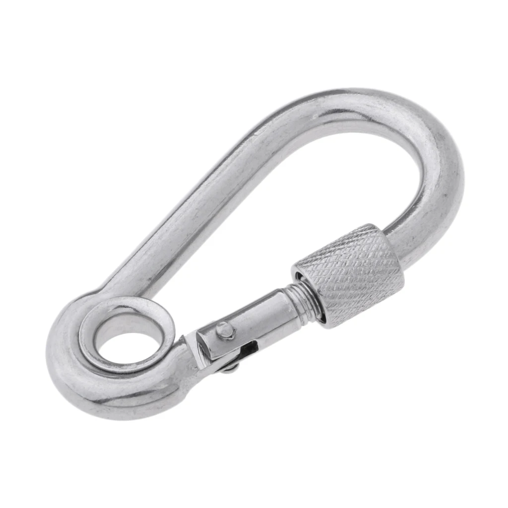 5pc Stainless Steel Spring Carabiner Locking Clip Snap Hook Keychain Camping li 