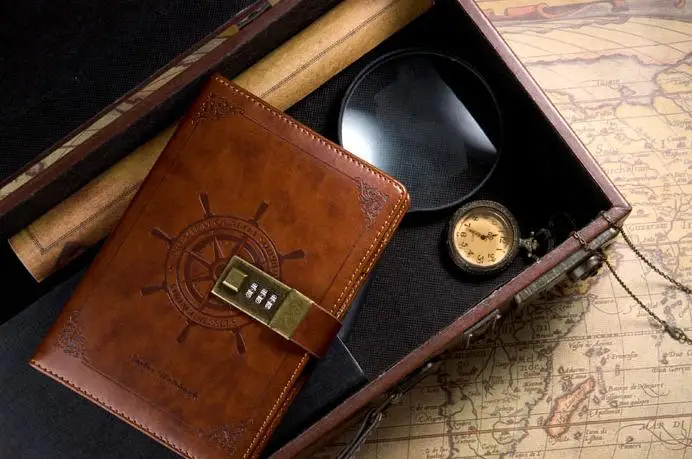 Hardcover Notebook Diary Note Book Custom Design Leather Customized Logo Leather Diary with Lock for Girls and Women Secret