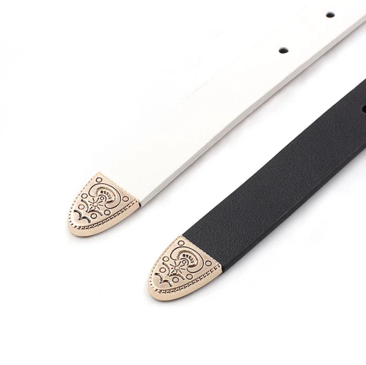 Vintage Embossed Metal Buckle PU Belt