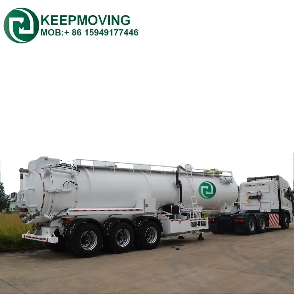 Tri-Axle Stainless Steel 22000 Litres Sewage Vacuum Suction Tanker Semi Trailer
