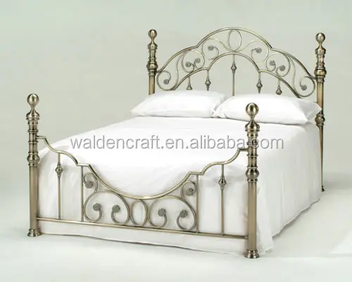 Antique brass effect metal bed frame in double and king size