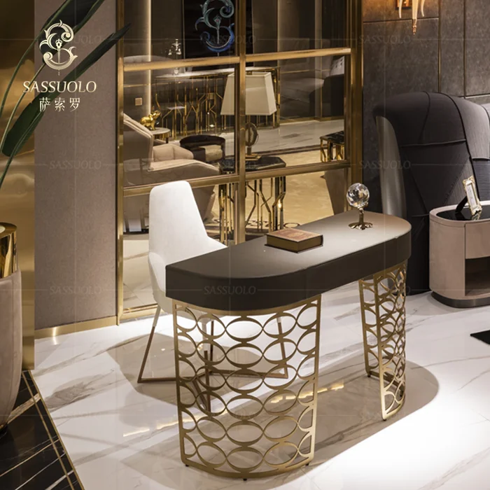 sassuolo Stainless steel desk cloth art study room chair leather luxury study room furniture