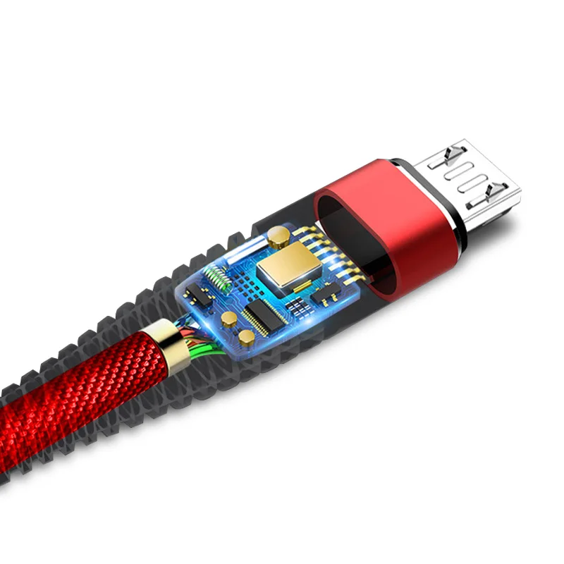High feedback 2.1a micro usb charging cable nylon braided android micro usb data cable