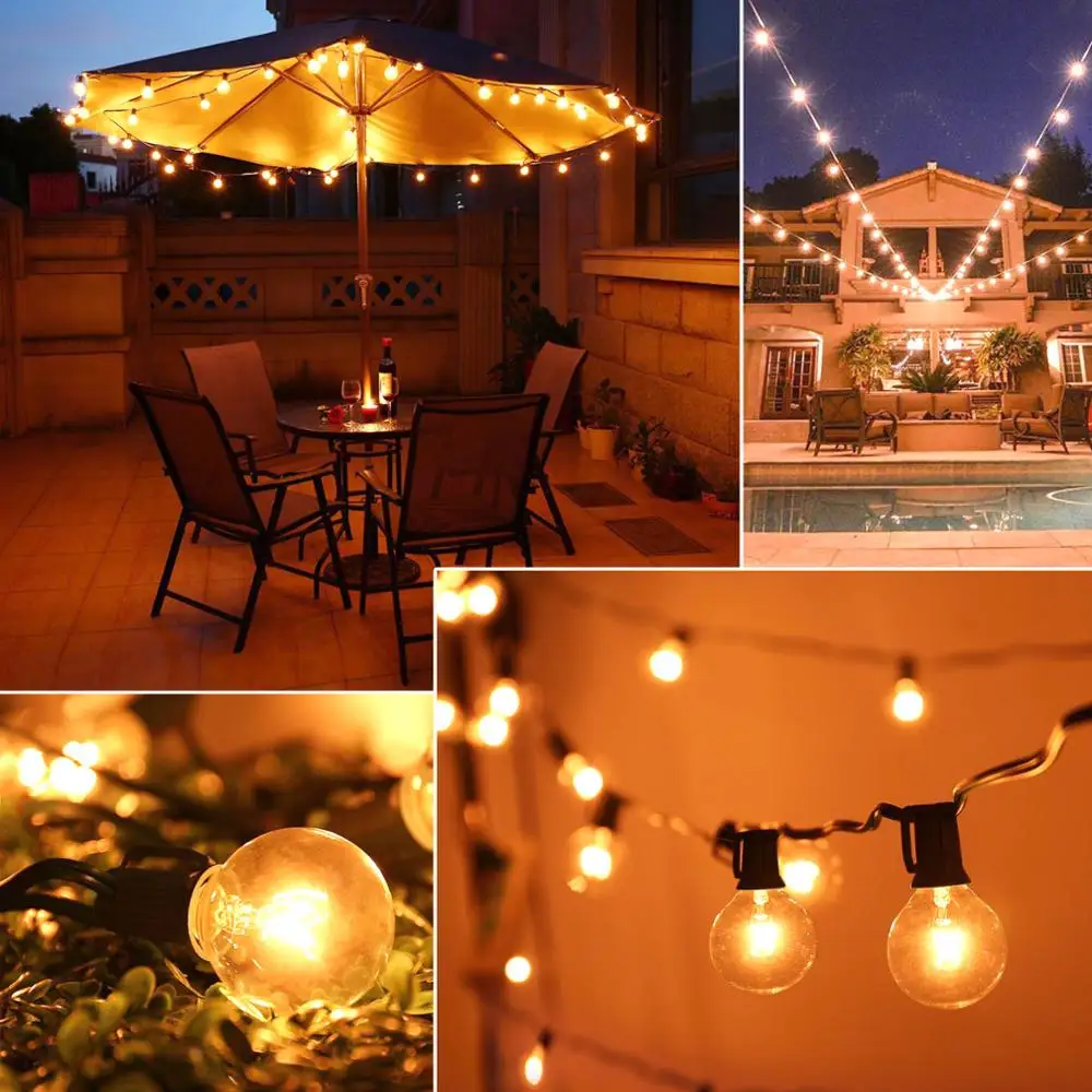 Waterproof Outdoor 25FT 25 tungsten filament edison G40 globe bulbs String Light for wedding,Party,Garden,Patio,