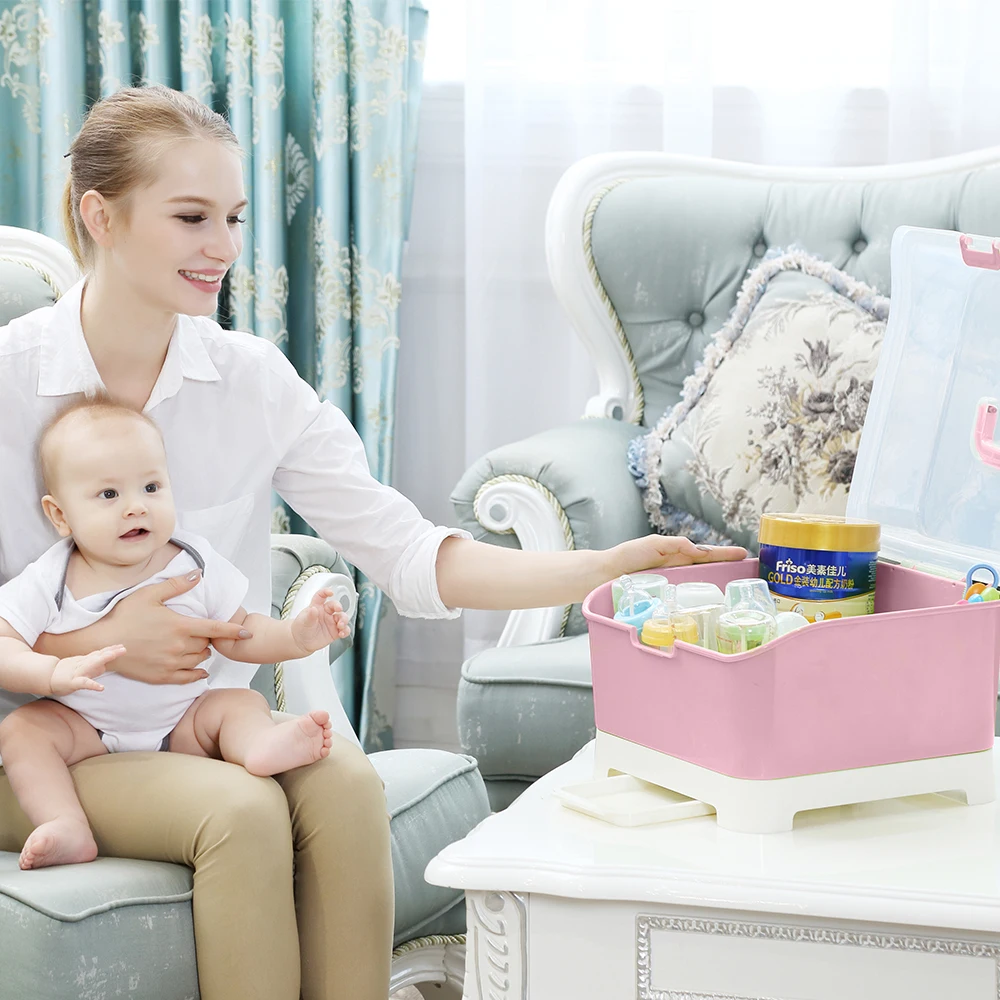 
High quality portable plastic baby milk feeding bottle storage box 