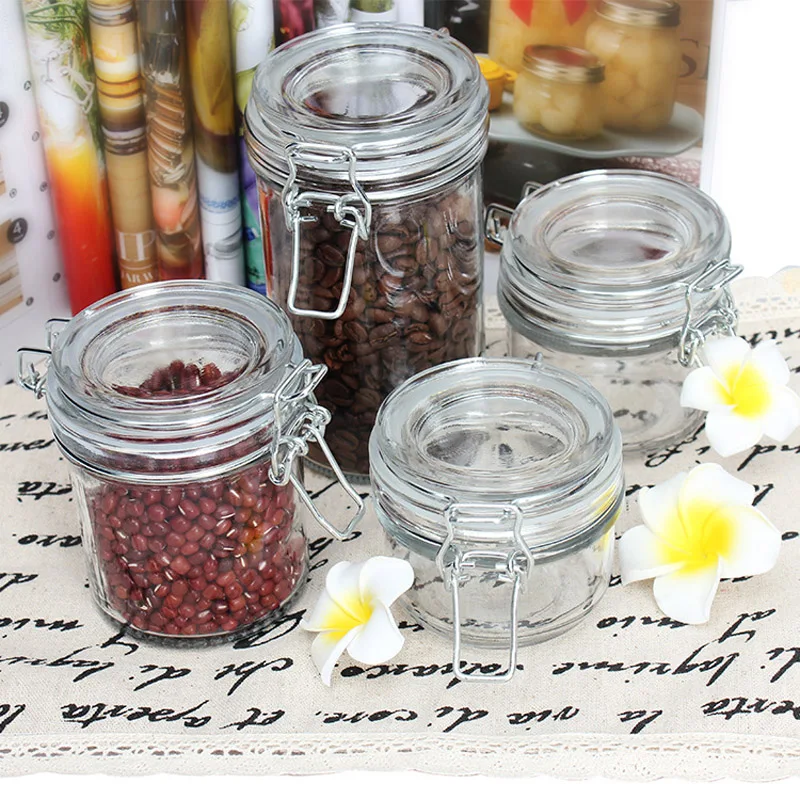 
Wholesale 200ml glass jar with clip glass lid 