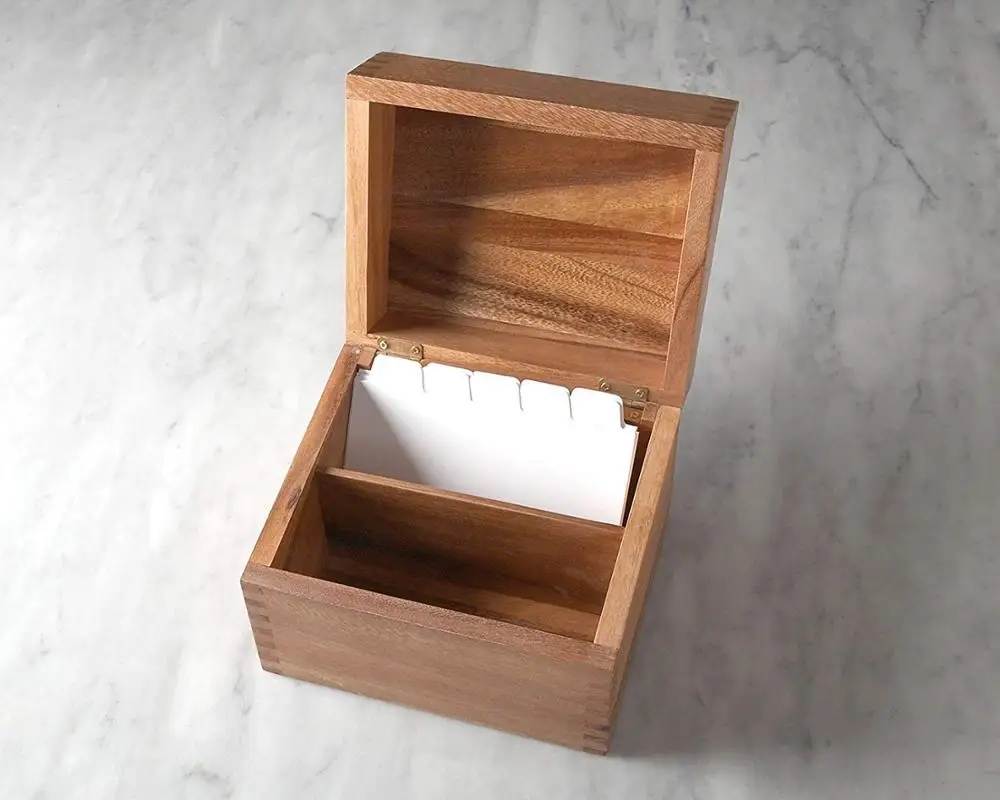 Custom Acacia Wood Recipe Box