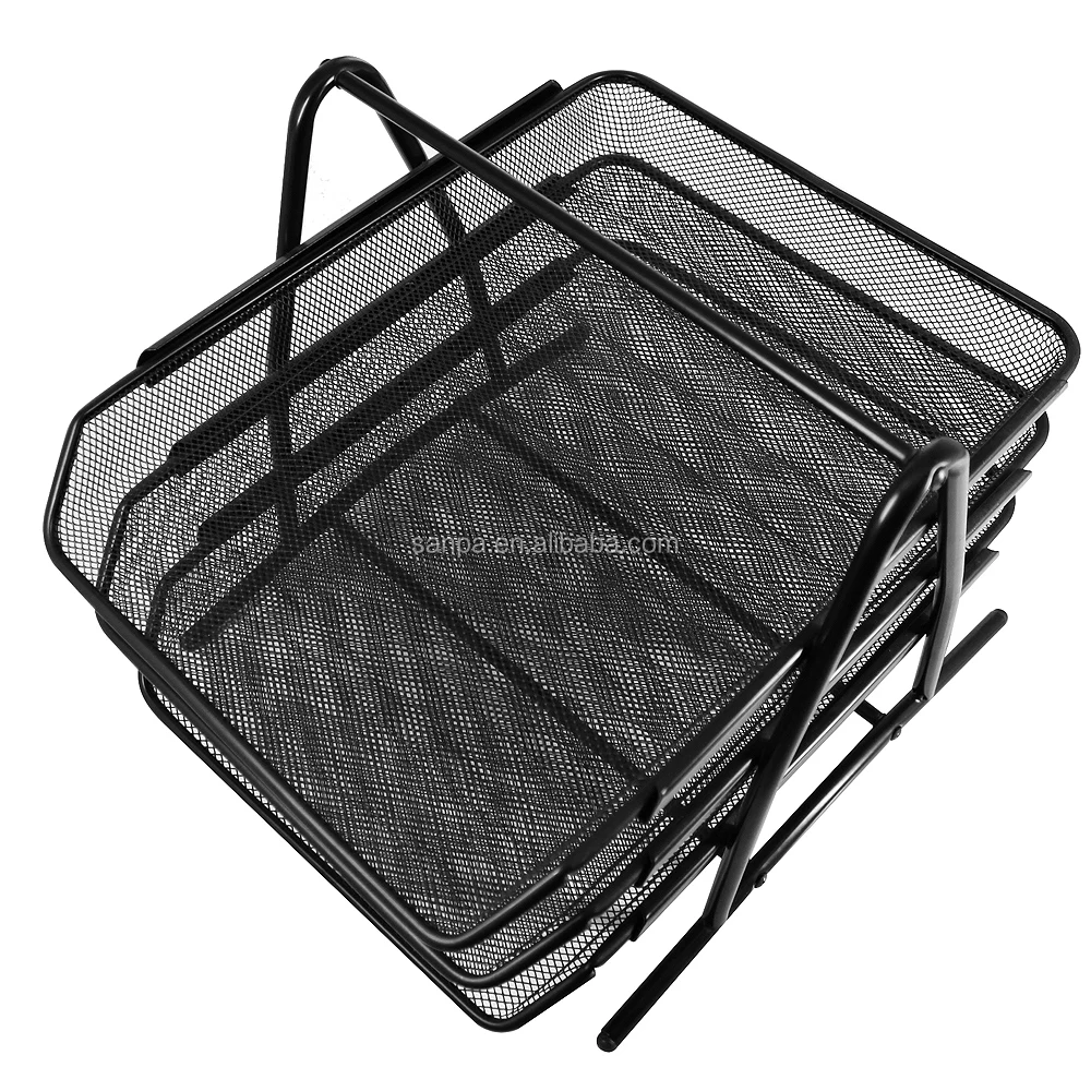 Metal Mesh Desk Organizer Document Office Paper Tray