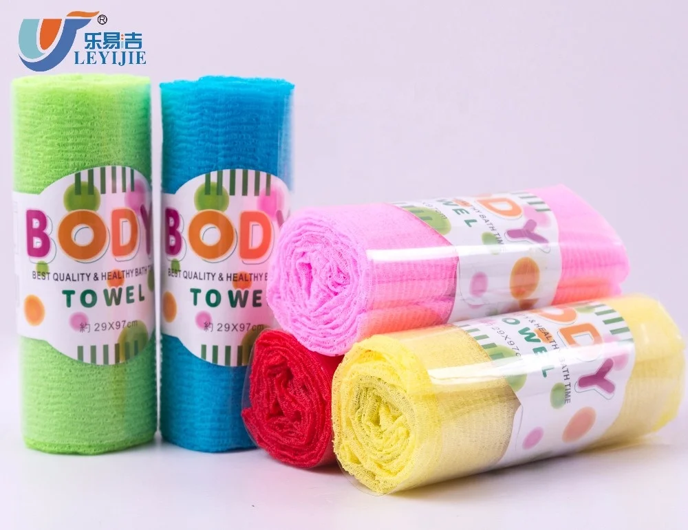 Full Stocked High Quality Shower Towel Body Scrub Cloth Exfoliating 100% Nylon Bath Scrub Towels