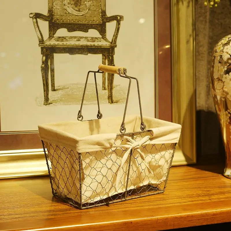 Small Moq Decorative Storage Metal Wire Mesh Iron Basket