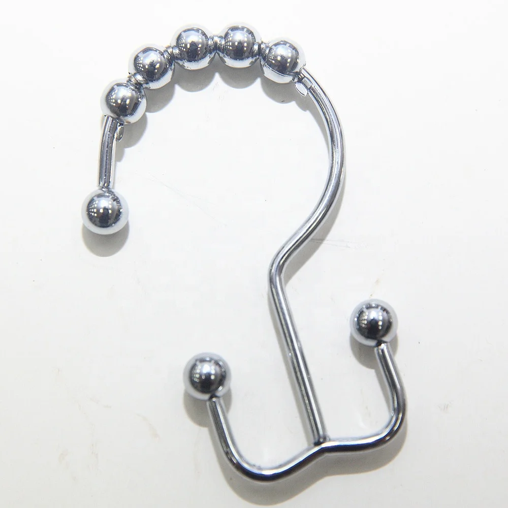 
Double Slide Head Bathroom Shower Rod Type Stainless Steel Curtain Hook 