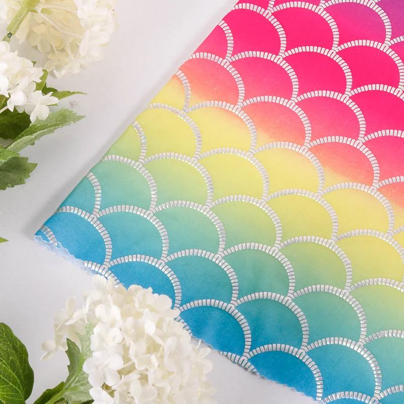 Iridescent Sparkly Mermaid Scale Fabric Hologram Spandex four Way Stretchy fabric for skirt tail swimwear