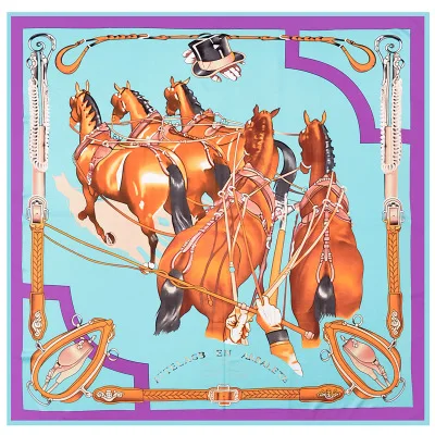 New Design Personalized Horse 130 *130 Printed Twill Silk Scarf