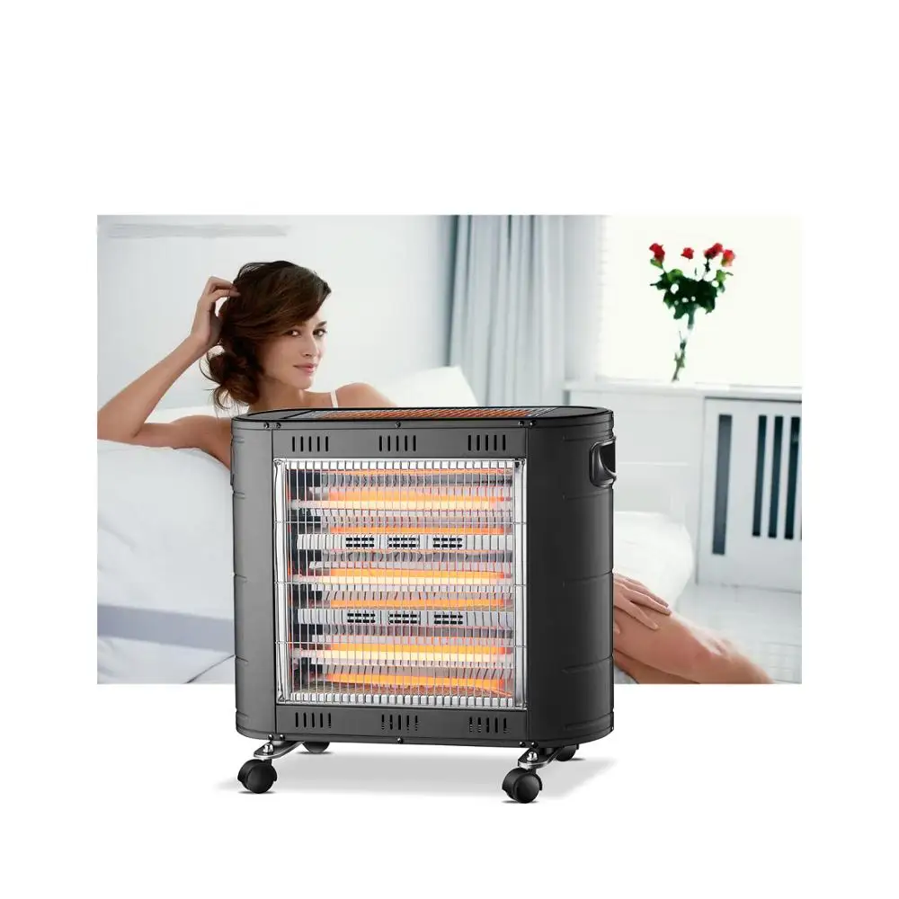 
CE CB Electric Quartz Heater With Moving Wheels Quartz Tube Heater 2400W Living Room Space Heating Radiant Fire Portable 