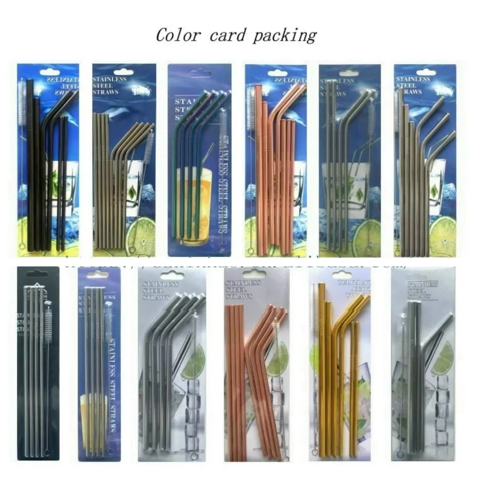 Set of 8 Stainless Steel Straws Drinking Metal Straws For Tumblers Rumblers Cold Beverage