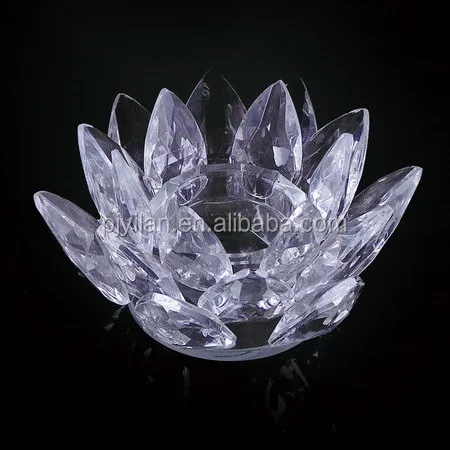 Wholesale Lotus Shape Crystal Candle Holder With Base For Feng Shui Decoration