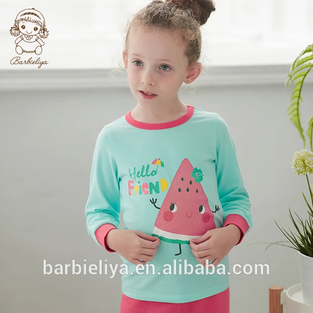 B0919 Wholesale price Taiwan design long sleeve girls pajamas animal two piece pyjamas kids