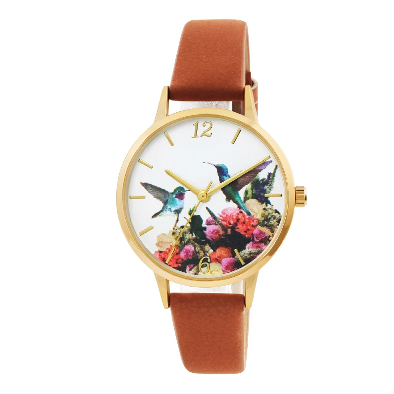 Wholesale beautiful mix colors custom printing watch dial fashion ladies dress watch leather band for girls