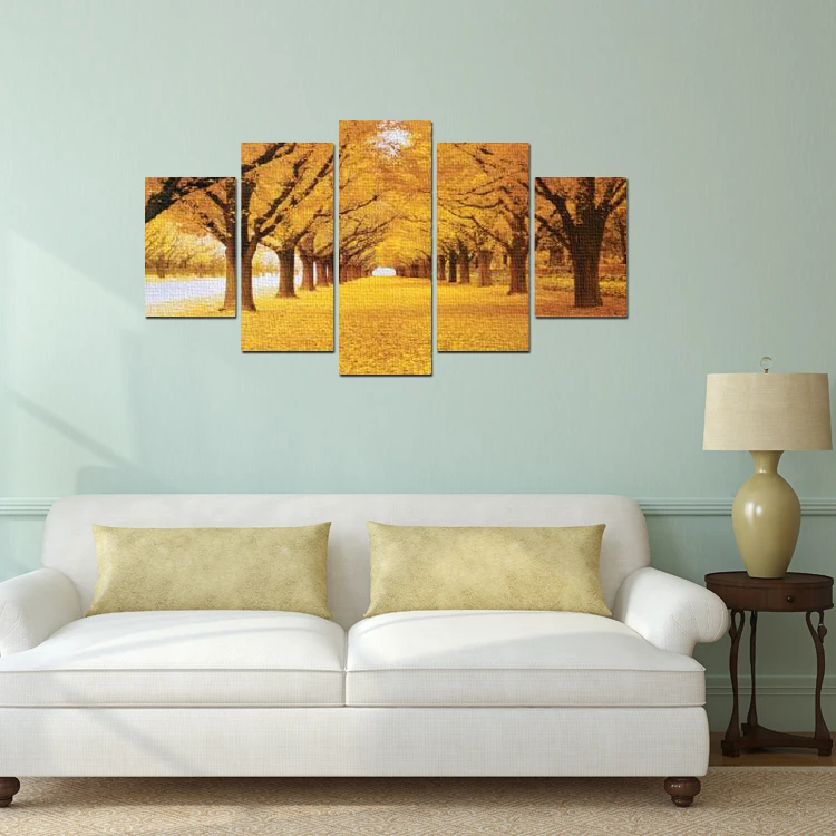 Лучший продавец, 5 шт., HD печатные картины на холсте, опавшие листья, золотые настенные картины, картины для домашнего декора
