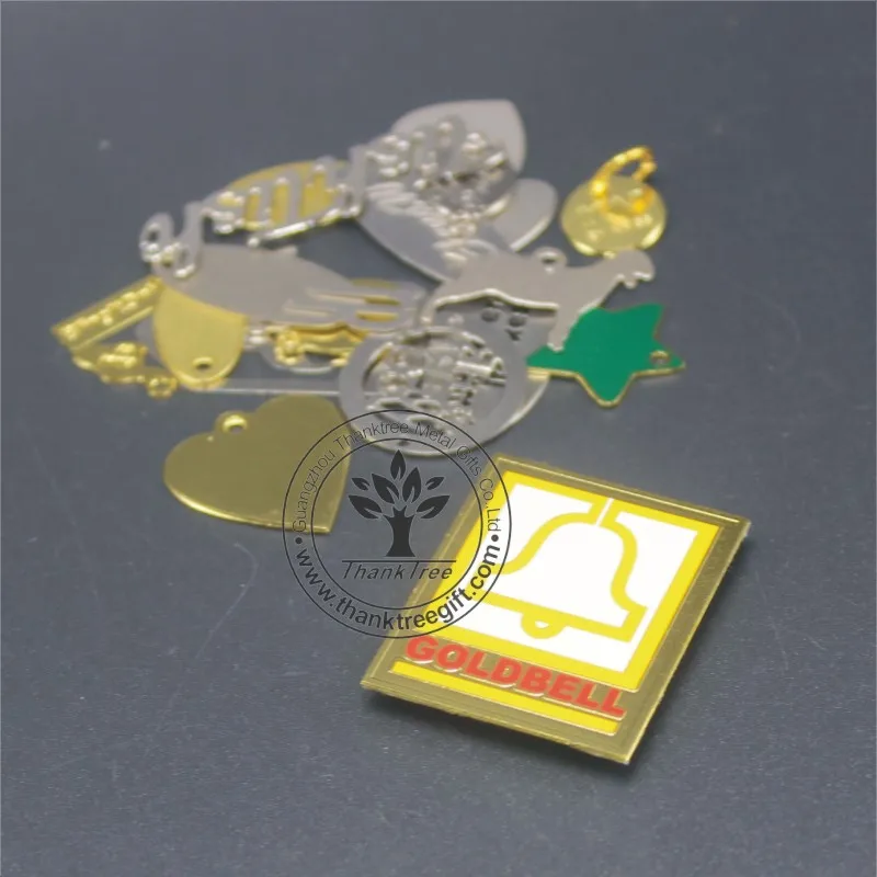 small custom rectangle gold plated metal logo plate with 3M adhesive