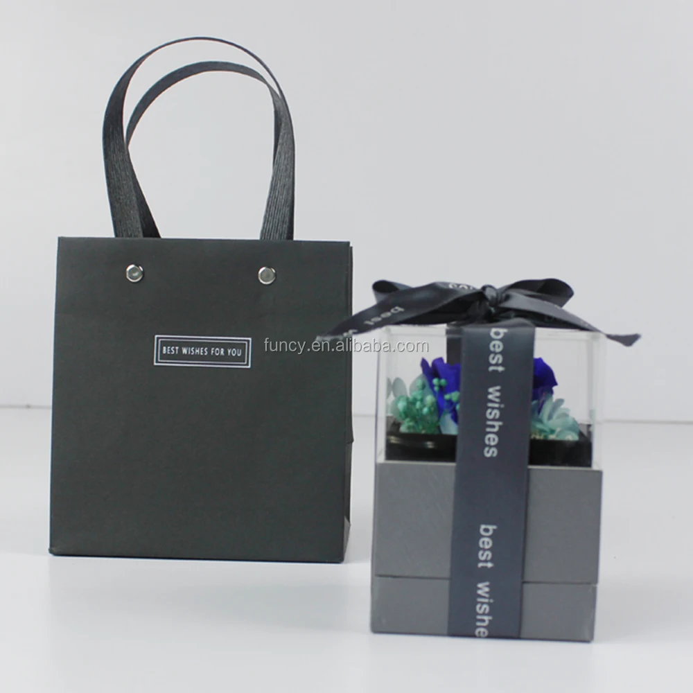 Square Jewelry Box Hydrangea Arrangement Preserved Rose in Box