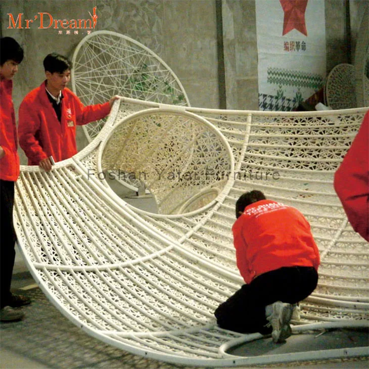 Mr.Dream luxury waterproof cast aluminum rattan outdoor garden decorated wedding rattan gazebo