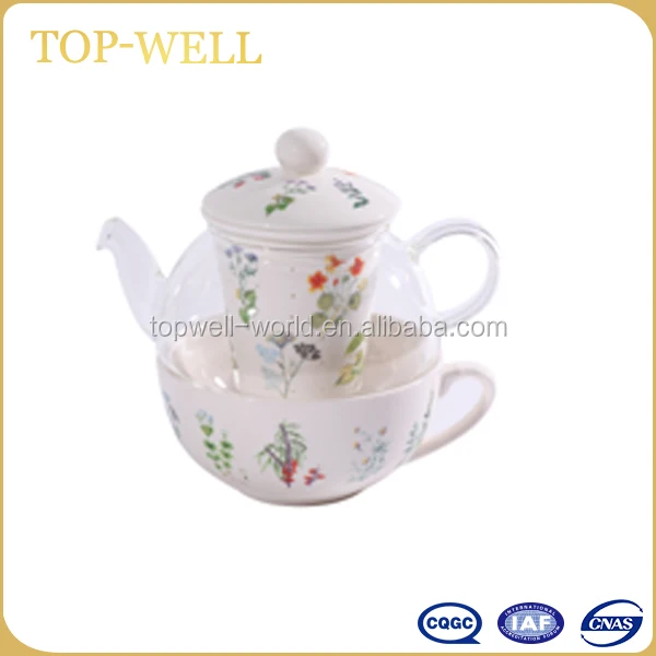 restore ancient ways style tea for one set teapot glass teapot with infuser and cup