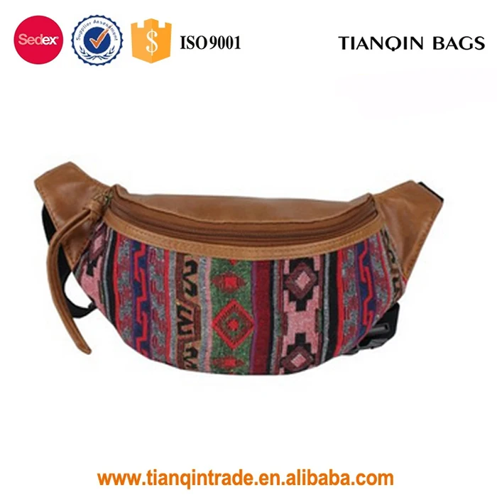 Large Capacity Canvas Leather Waist Bag for Unisex Manufacture in China