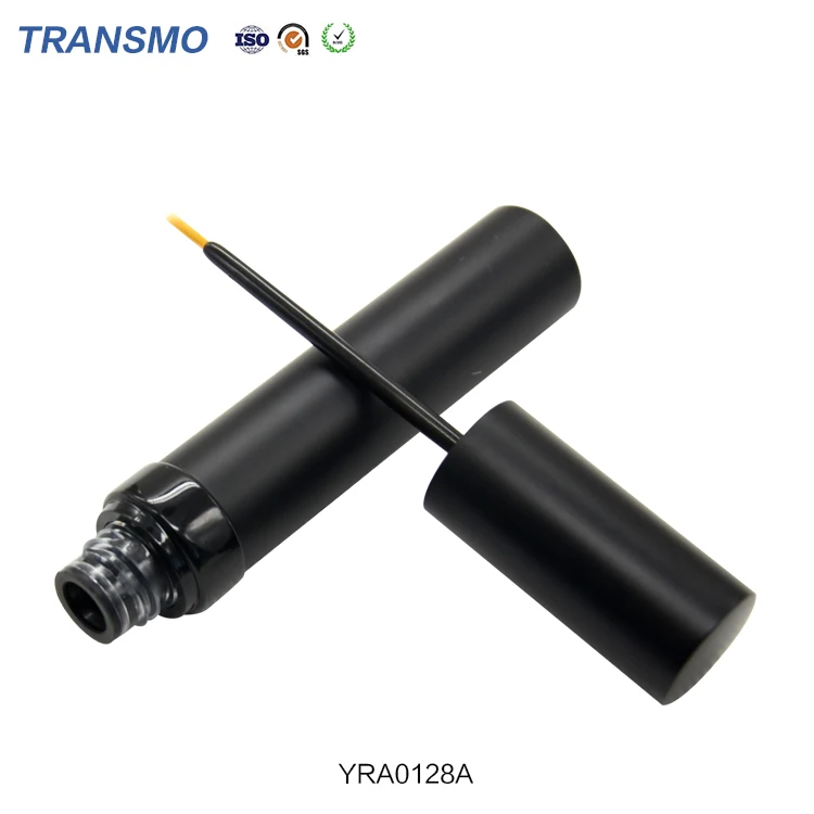 Hot Cosmetics Makeup Wholesale Matte Black Cylinder Metal Eyeliner Container Gel Liquid Eyeliner Tube With Custom Stamp