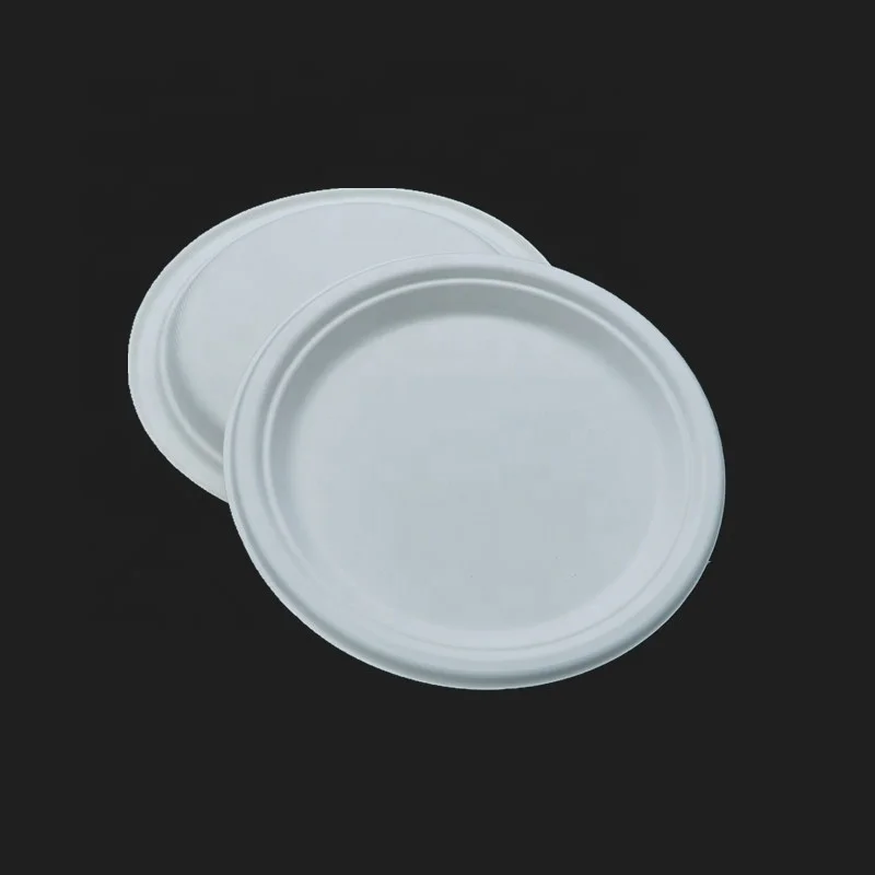 Bio compostable  degradable tableware dinner sets 9 inch disposable sugarcane bassage paper pulp plate