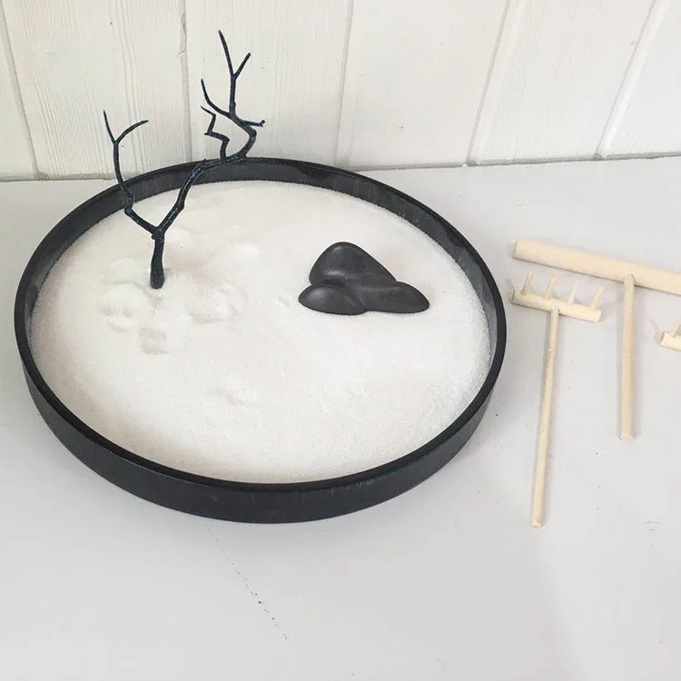 Wooden Zen Sand Garden Rake Spiritual Home Decor Modern Relaxation Office Desk Toys Therapeutic Sand Tray