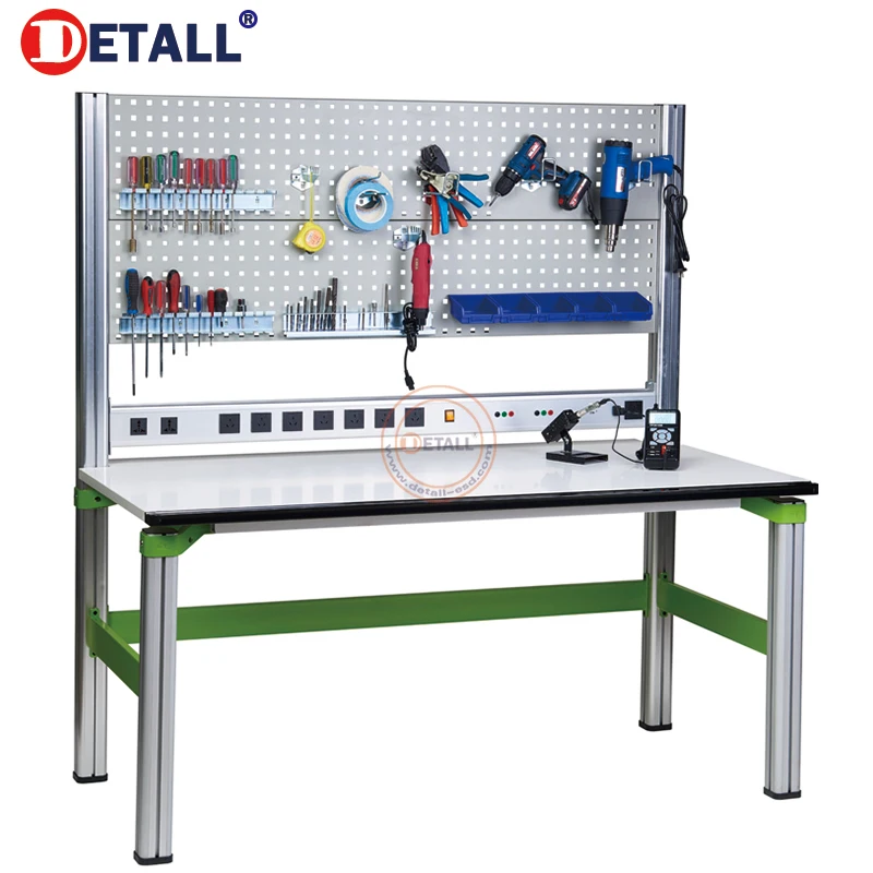 modular industrial electrical aluminium work table with metal straight stand
