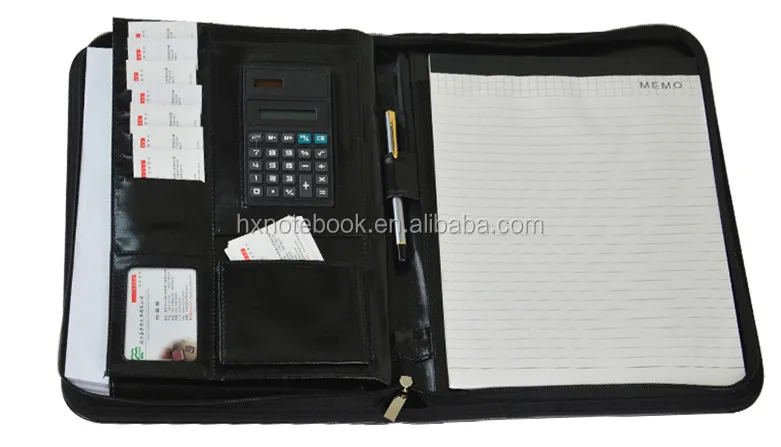 Индивидуальный многофункциональный портфель A4 из искусственной кожи на молнии с калькулятором