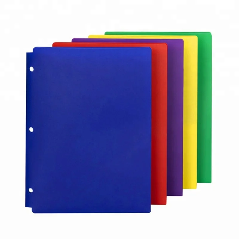 
US Letter Size Poly PP Plastic Two Pocket Files Portfolio Folder Without 3 Prongs 