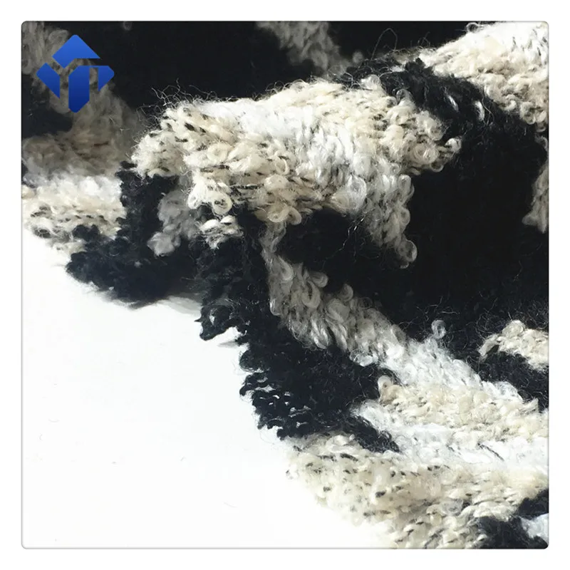 
Wholesale boucle houndstooth tweed jacquard suit fabric for women winter coat 
