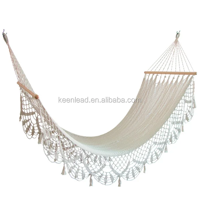 Outdoor leisure portable cotton rope Tassel hammock with net