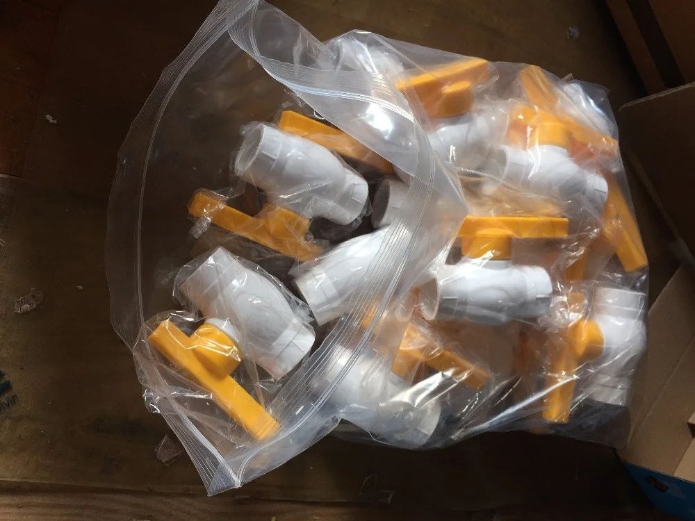 Free sample professional OEM support PVC compact ball valve in yellow handle  (BD-1701 )