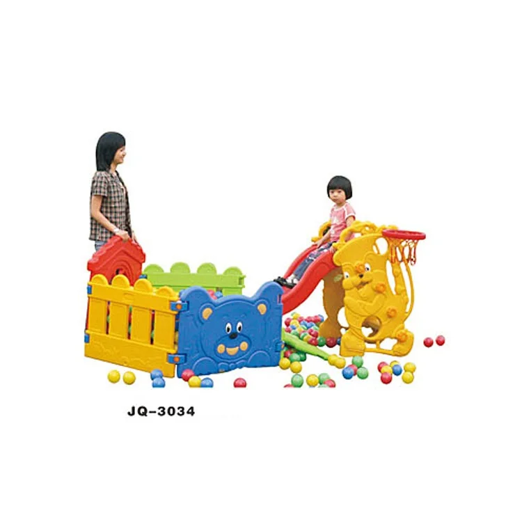 New Great Fun Cartoon Animal Kids Baby Toys Combination Slide Home Indoor Small Plastic Children Play Slides With Ball Pool