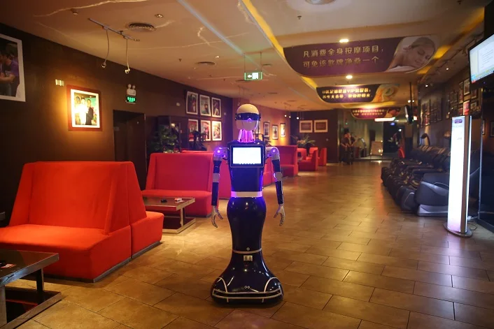 Aobo  brand  intelligent welcome human  Interactive   Autonomous greet reception robot
