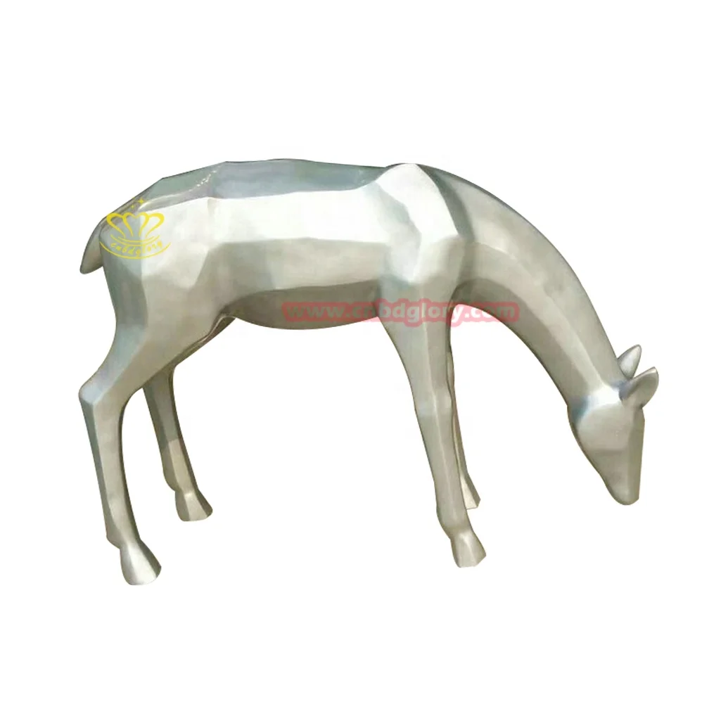 Outdoor Street Landscape Design decoration art sculpture Fiberglass Geometric Deer Statue