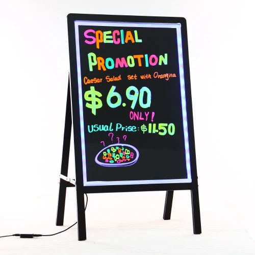 Wooden-alike frame remote control stand independently erasable led billboard led display board for writing advertisement