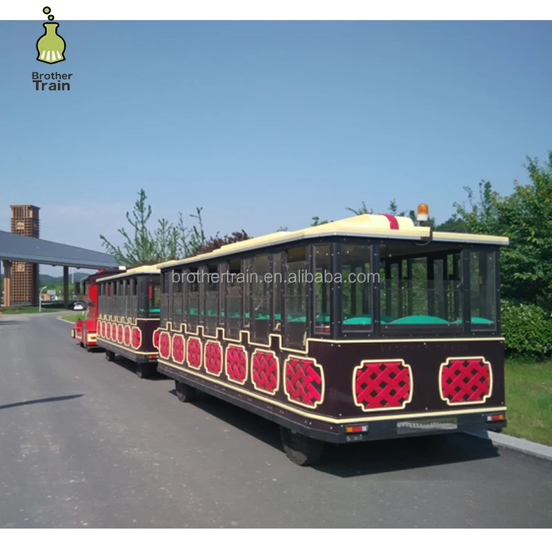 CE approved outdoor trackless train for sale, used top fun trackless tourist road train