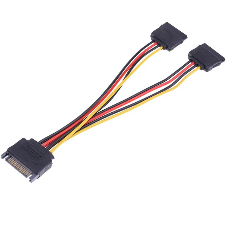 High Quality Splitter Cable SATA Power 15-pin Y-Splitter Cable Adapter Male to Female for HDD Hard Drive