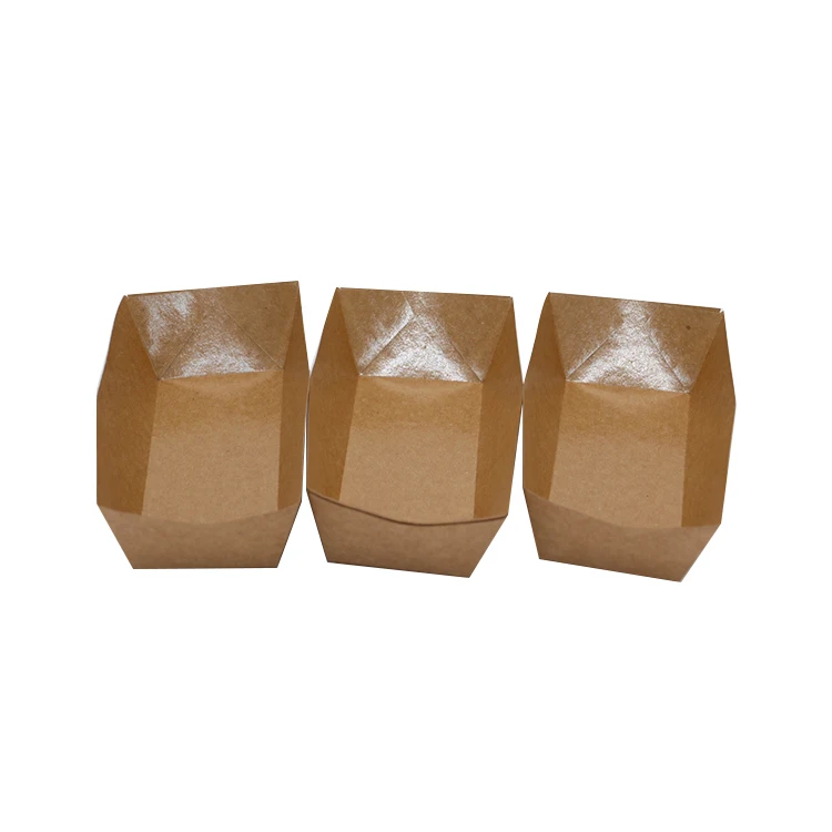 Custom Hot Dog Food Tray French Fries Box Kraft Paper Biodegradable Boat Tray Fast Food Restaurant Packaging Box