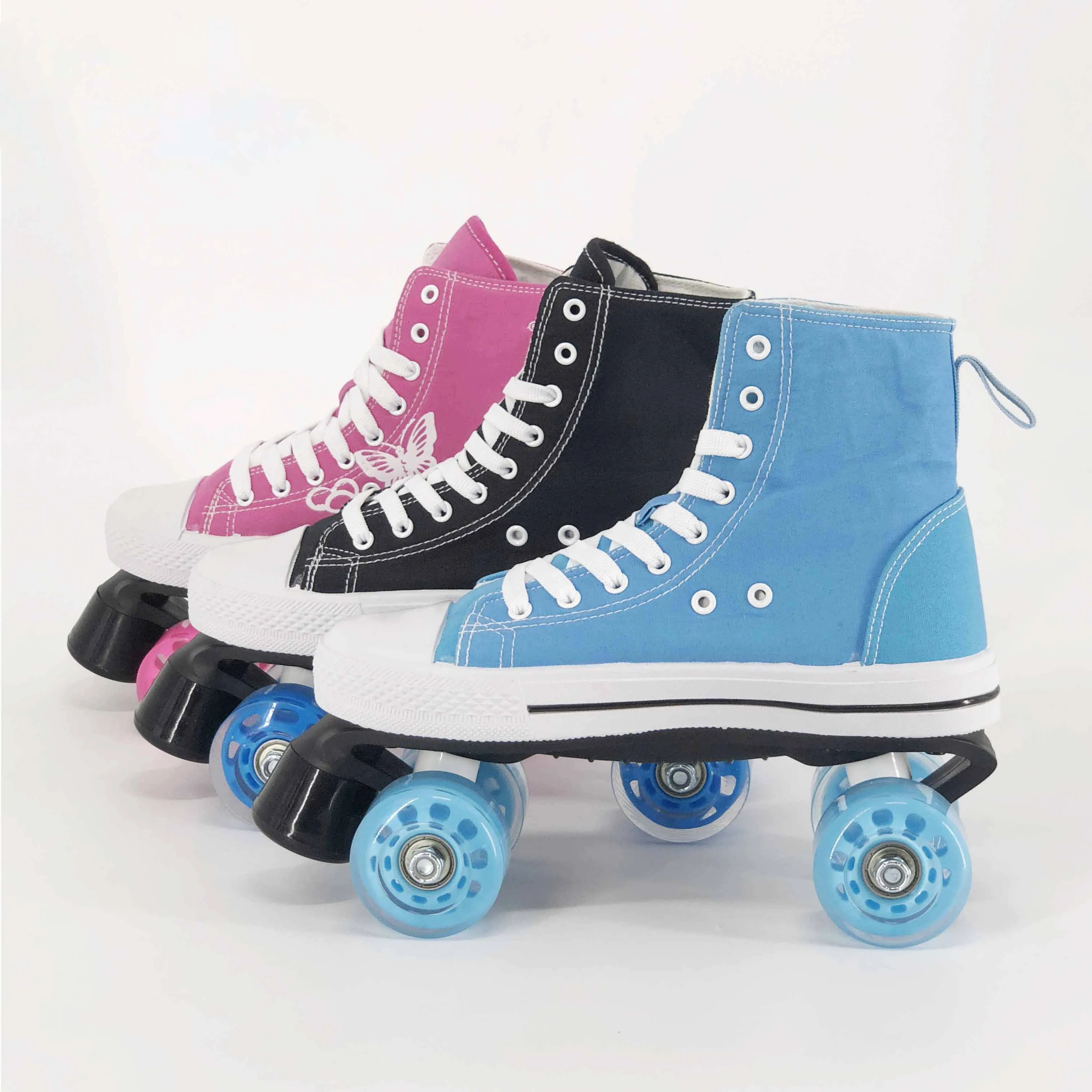 Outdoor PU wheel 2 back wheel 2 front wheel canvas high quality  skating rink  Roller Quad Skates on sale