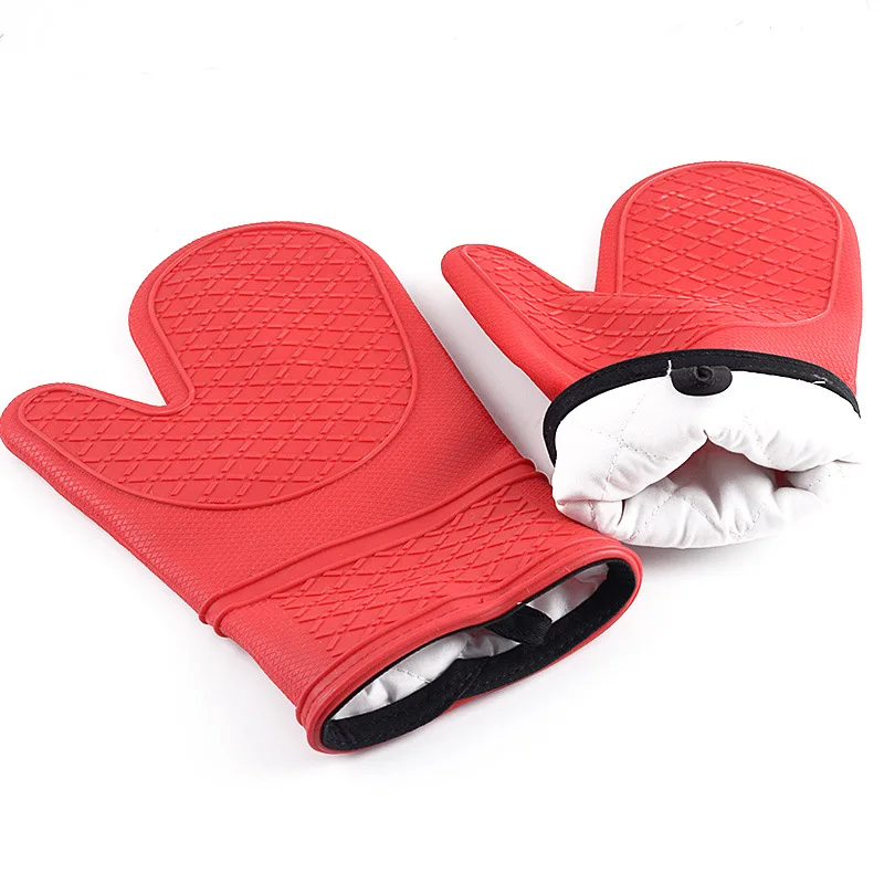 Heat Resistant Silicone Oven Mitts Cotton Lining silicone Gloves for Oven freezer Microwave Oven