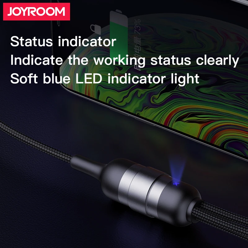 
Joyroom multiple charger wire universal braided led usb extension 3 in 1 fast charging cable 