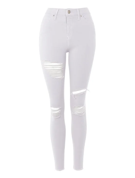Produce White High Waist Design Women Skinny Denim Super Ripped Jeans